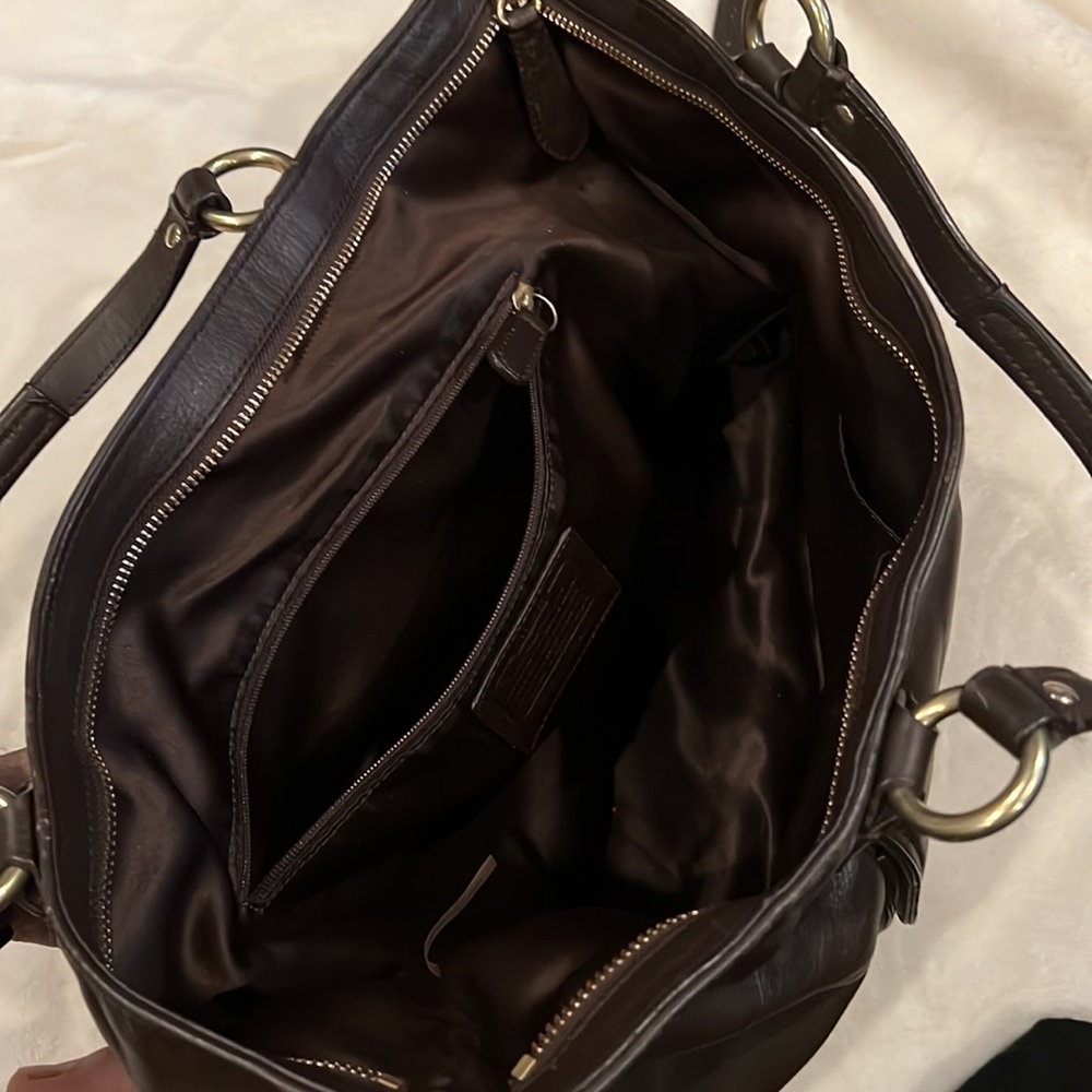 Coach Chocolate Leather Tote with Adjustable Strap - Picture 7 of 8